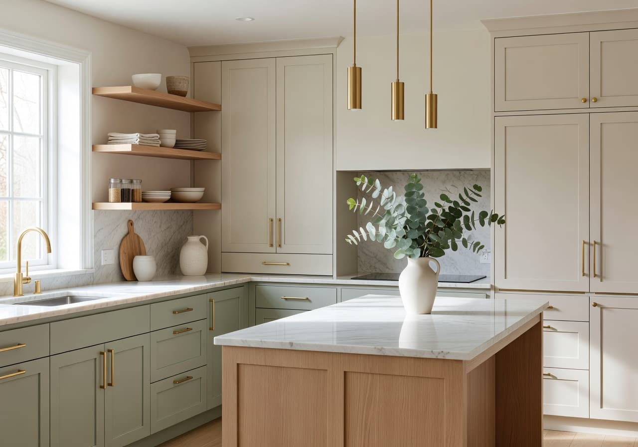 After AI redesign — Before and After Kitchen AI Room Design in Soft Modern with Brass style by DecorAI